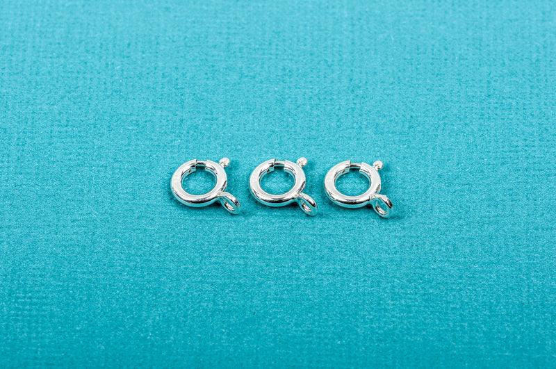 10 Sterling Silver spring ring clasps, 8mm diameter, pms0251