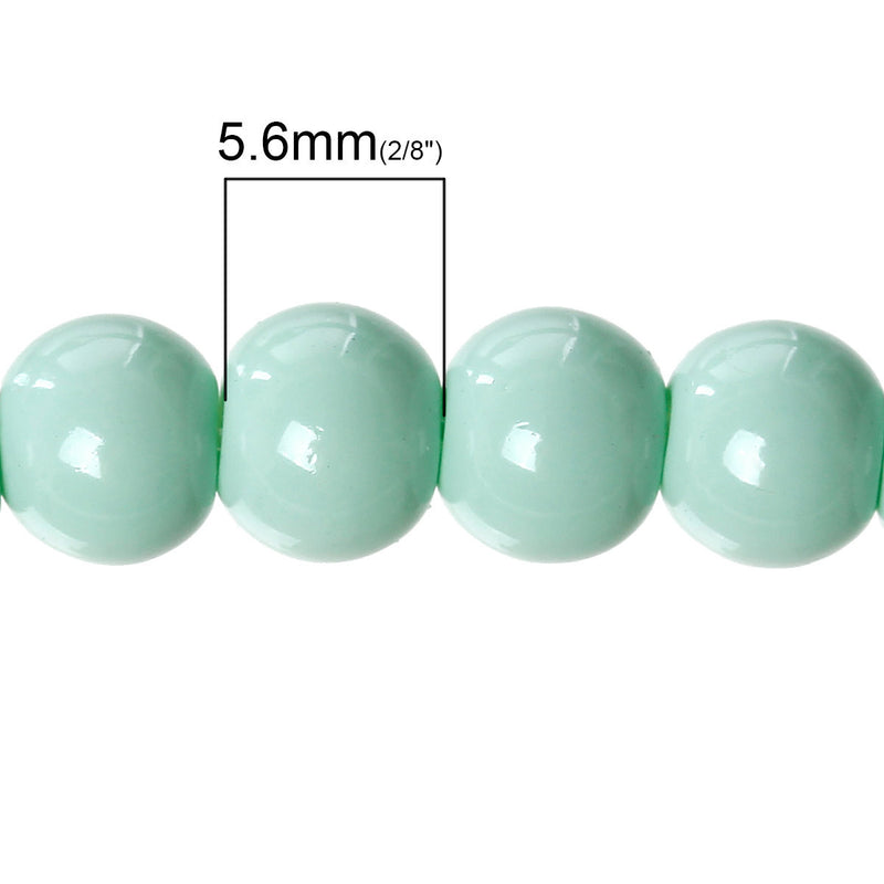 6mm SPEARMINT GREEN Mint Green Glass Beads, Round Pastel Green, 32" strand bgl0988