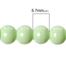 6mm LIME GREEN Glass Beads, Round Pastel Light Green, Spring Green, 32" strand bgl0990
