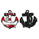 4 ANCHOR Charms, rhinestone anchor pendants, nautical theme, red, white, black che0415