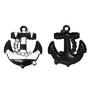 4 ANCHOR Charms, rhinestone anchor pendants, nautical theme, white, black che0416