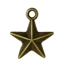 15 Bronze STAR Charm Pendants, double sided design, 1/2" chb0296