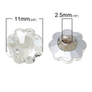 5 Glass Flower Shank Buttons, 1/2" faceted top silver back but0207