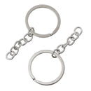 20 Silver Key Rings with Chain, for adding your own charms, beads, 1 1/4" diameter  fin0354