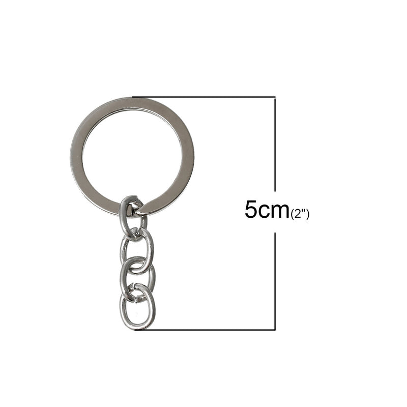 30 bulk Key Rings with Chain, for adding your own charms, beads, 1" diameter  fin0355