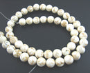 1 strand Synthetic Howlite Stone Beads ROUND Ball 8mm, IVORY WHITE how0202