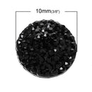 25 RESIN DRUZY Style Pavé CABOCHONS, black, 10mm diameter  cab0256