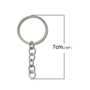 20 Silver Key Rings with Chain, for adding your own charms, beads, 1 1/4" diameter  fin0354