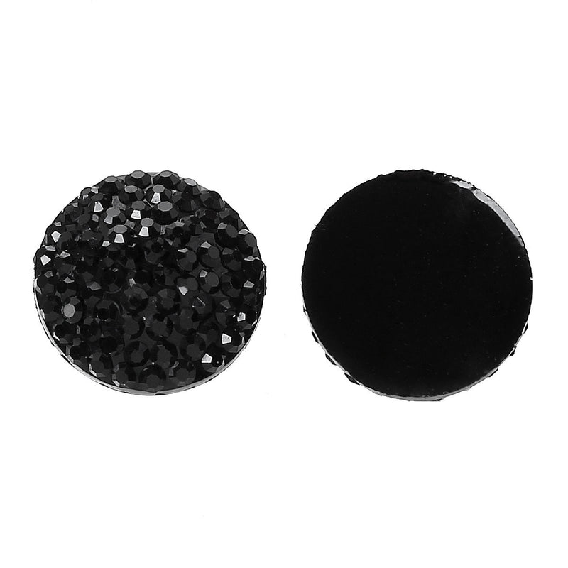 25 RESIN DRUZY Style Pavé CABOCHONS, black, 10mm diameter  cab0256