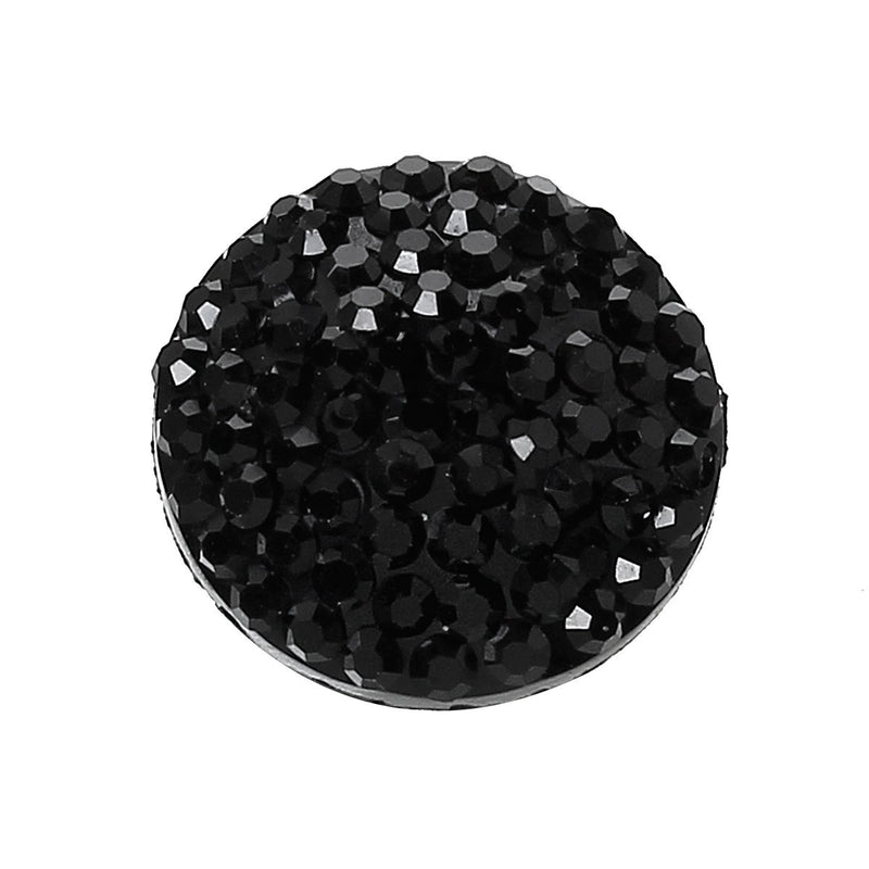 25 RESIN DRUZY Style Pavé CABOCHONS, black, 10mm diameter  cab0256