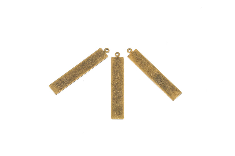 10 Distressed Brass Stamping Blanks, Charms, BAR RECTANGLE shape 1.5" x 0.25" 24 gauge msb0205
