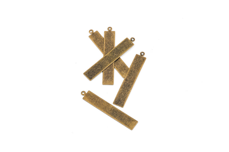 10 Distressed Brass Stamping Blanks, Charms, BAR RECTANGLE shape 1.5" x 0.25" 24 gauge msb0205