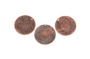 10 Distressed Copper Stamping Blanks, Charms, LARGE CIRCLE DISC shape 1-3/8" diameter 24 gauge msb0200