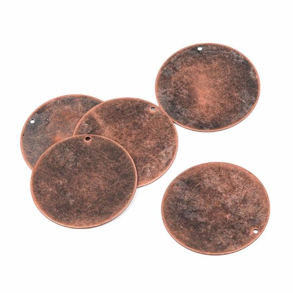 10 Distressed Copper Stamping Blanks, Charms, LARGE CIRCLE DISC shape 1-3/8" diameter 24 gauge msb0200