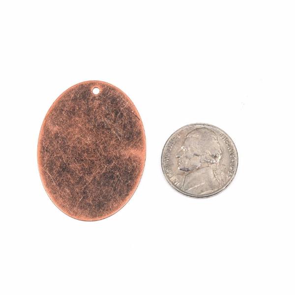 10 Distressed Copper Stamping Blanks, Charms, LARGE OVAL shape 1 1/2" x 1 1/4" diameter 24 gauge msb0206