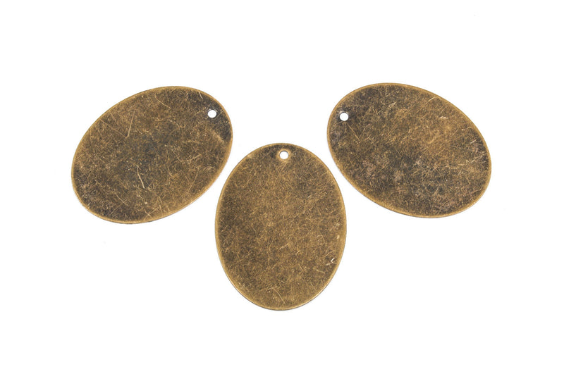 10 Distressed Brass Stamping Blanks, Charms, LARGE OVAL shape 1 1/2" x 1 1/4" diameter 24 gauge msb0201