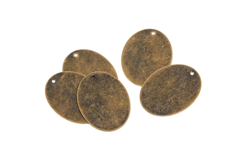 10 Distressed Brass Stamping Blanks, Charms, LARGE OVAL shape 1 1/2" x 1 1/4" diameter 24 gauge msb0201