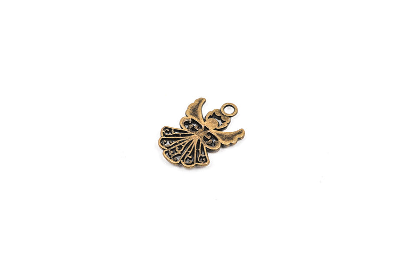 8 Filigree ANGEL Charm Pendants, bronze tone metal, 3/4" tall chb0299