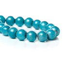 50 Medium TURQUOISE BLUE Metallic Drizzle Glass Beads, Round, 8mm bgl0999