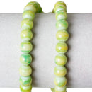 8mm APPLE GREEN, Yellow, White Marble Glass Beads, Round, 32" strand (about 106 beads)  bgl1009