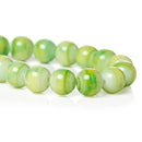 8mm APPLE GREEN, Yellow, White Marble Glass Beads, Round, 32" strand (about 106 beads)  bgl1009