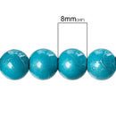 50 Medium TURQUOISE BLUE Metallic Drizzle Glass Beads, Round, 8mm bgl0999