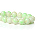 8mm APPLE GREEN and CREAM Marble Glass Beads, Round, 32" strand (about 106 beads)  bgl1010