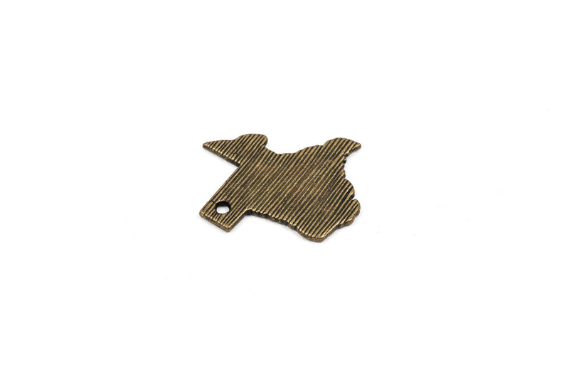 4 TEXAS STATE Cutout Charm Pendants, textured bronze tone metal, chb0304