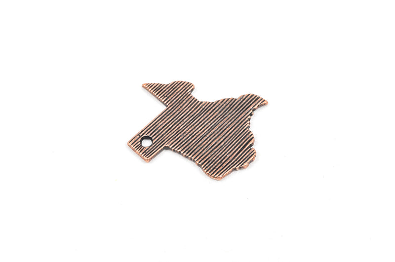 4 TEXAS STATE Cutout Charm Pendants, textured copper tone metal, chc0031