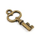 8 Small KEY Charm Pendants, bronze metal,  chb0307