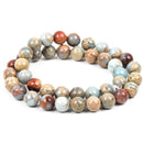 14mm AQUA TERRA JASPER Round Gemstone Beads, natural, blue green, tan, full strand, about 29 beads, gja0142