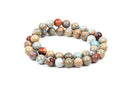 10mm AQUA TERRA JASPER Round Gemstone Beads, natural, blue green, tan, full strand gja0024