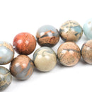 14mm AQUA TERRA JASPER Round Gemstone Beads, natural, blue green, tan, full strand, about 29 beads, gja0142