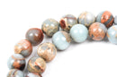 8mm AQUA TERRA JASPER Round Gemstone Beads, natural, blue green, tan, full strand gja0025