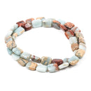 10mm AQUA TERRA JASPER Rectangle Gemstone Beads, natural, blue green, tan, full strand gja0023