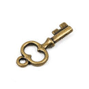 8 Small KEY Charm Pendants, bronze metal,  chb0307