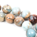 14mm AQUA TERRA JASPER Round Gemstone Beads, natural, blue green, tan, full strand, about 29 beads, gja0142