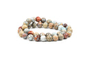 10mm AQUA TERRA JASPER Round Gemstone Beads, natural, blue green, tan, full strand gja0024