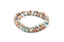8mm AQUA TERRA JASPER Round Gemstone Beads, natural, blue green, tan, full strand gja0025
