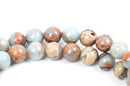 8mm AQUA TERRA JASPER Round Gemstone Beads, natural, blue green, tan, full strand gja0025