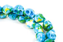 Howlite Beads, SKULL, 10mm x 8mm, marble blue green yellow white multicolor gemstone, full strand, how0331