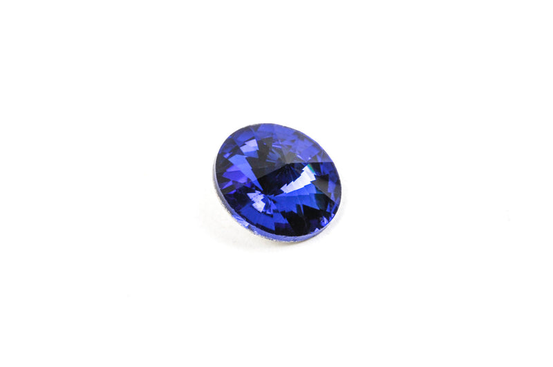 14mm Glass Crystal Rivoli Rhinestone Crystals, chaton, silver foil backing COBALT BLUE, 4 pcs.  cry0090