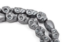 Matte Dark Silver GREY HEMATITE SKULL Beads, Titanium coated carved gemstone, 1 strand, 10x8mm ghe0046