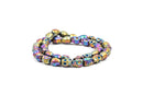 Matte RAINBOW HEMATITE SKULL Beads, Titanium coated carved gemstone, 1 strand, 10x8mm ghe0049