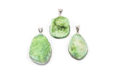 1 GREEN AGATE DRUZY Gemstone Pendant, Silver Bezel, 1-1/4" to 1-3/4" long  gdz0044