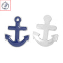 4 Blue ANCHOR Nautical Floating Charms for Memory Lockets, enamel, silver tone metal, che0430