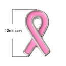 4 PINK AWARENESS RIBBON Breast Cancer Floating Charms for Memory Lockets, enamel, silver tone metal, che0431