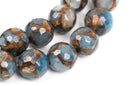 12mm Light Denim Blue Composite Golden Quartz Round Beads, faceted, 1 strand, gmx0019