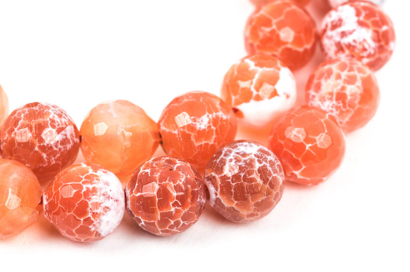 12mm Round Faceted AMBER ORANGE AGATE Beads, full strand,  Natural Gemstones gag0132