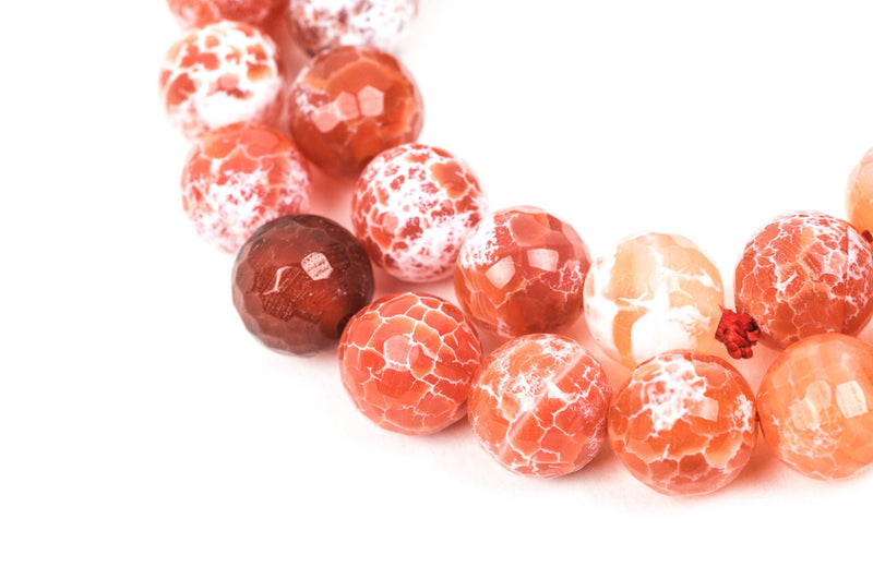 12mm Round Faceted AMBER ORANGE AGATE Beads, full strand,  Natural Gemstones gag0132